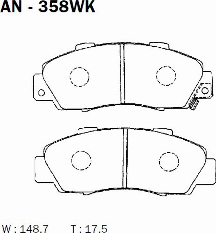 Akebono AN-358WK - Bremžu uzliku kompl., Disku bremzes ps1.lv