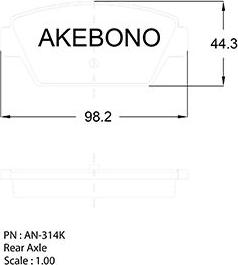 Akebono AN-314K - Bremžu uzliku kompl., Disku bremzes ps1.lv