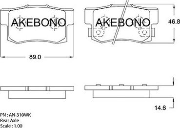 Akebono AN-310WK - Bremžu uzliku kompl., Disku bremzes ps1.lv