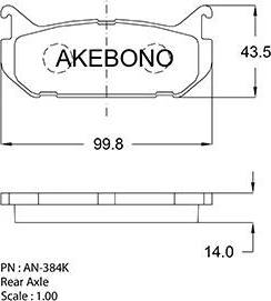 Akebono AN-384K - Bremžu uzliku kompl., Disku bremzes ps1.lv