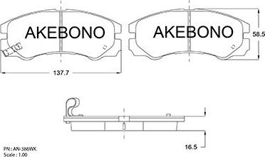 Akebono AN-386WKE - Bremžu uzliku kompl., Disku bremzes ps1.lv