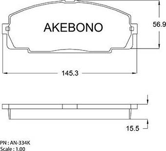 Akebono AN-334K - Bremžu uzliku kompl., Disku bremzes ps1.lv