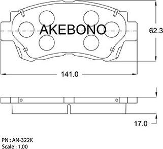 Akebono AN-322K - Bremžu uzliku kompl., Disku bremzes ps1.lv