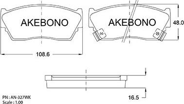 Akebono AN-327WK - Bremžu uzliku kompl., Disku bremzes ps1.lv