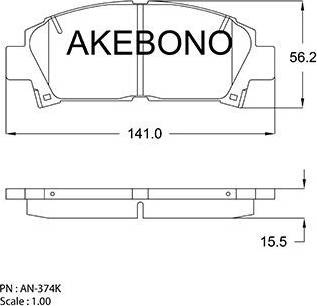 Akebono AN-374K - Bremžu uzliku kompl., Disku bremzes ps1.lv