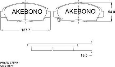 Akebono AN-375WK - Bremžu uzliku kompl., Disku bremzes ps1.lv