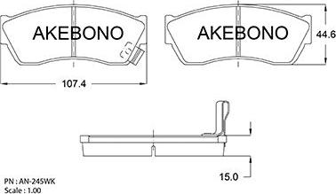 Akebono AN-245WKE - Bremžu uzliku kompl., Disku bremzes ps1.lv