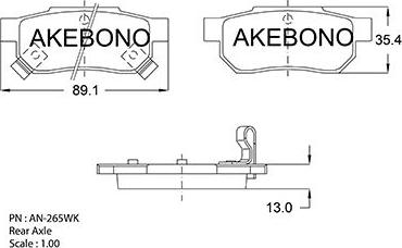 Akebono AN-265WKE - Bremžu uzliku kompl., Disku bremzes ps1.lv