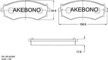 Akebono AN-262WKE - Bremžu uzliku kompl., Disku bremzes ps1.lv