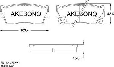 Akebono AN-273WK - Bremžu uzliku kompl., Disku bremzes ps1.lv