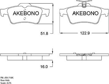 Akebono AN-718KE - Bremžu uzliku kompl., Disku bremzes ps1.lv