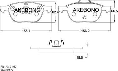 Akebono AN-717K - Bremžu uzliku kompl., Disku bremzes ps1.lv