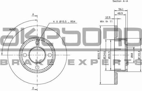 Akebono BN-0495 - Bremžu diski ps1.lv