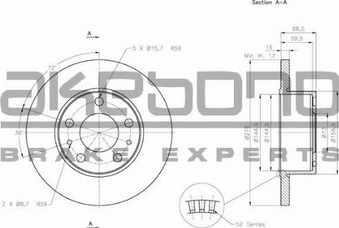 Akebono BN-0554 - Bremžu diski ps1.lv