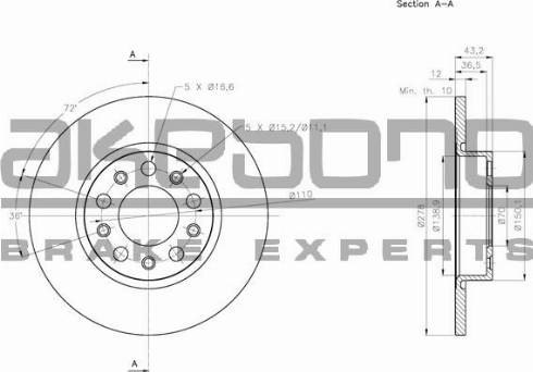 Akebono BN-0515 - Bremžu diski ps1.lv