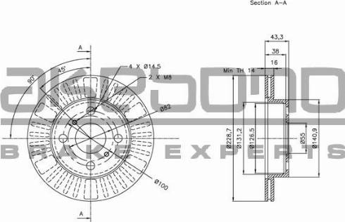 Akebono BN-0570 - Bremžu diski ps1.lv