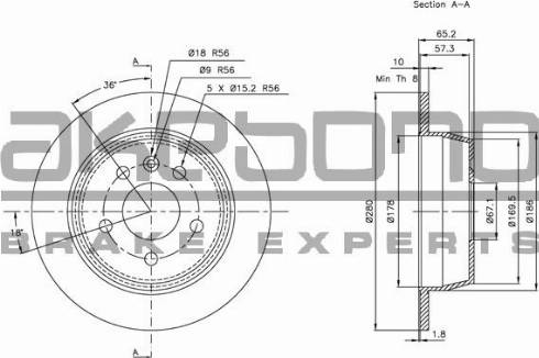 Akebono BN-0572 - Bremžu diski ps1.lv