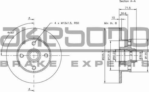 Akebono BN-0059 - Bremžu diski ps1.lv