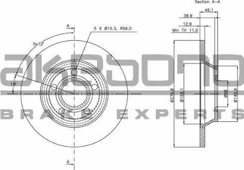 Akebono BN-0087 - Bremžu diski ps1.lv