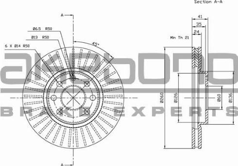 Akebono BN-0164 - Bremžu diski ps1.lv