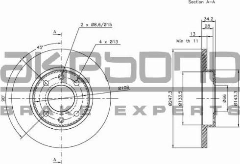 Akebono BN-0114 - Bremžu diski ps1.lv