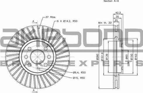 Akebono BN-0122 - Bremžu diski ps1.lv