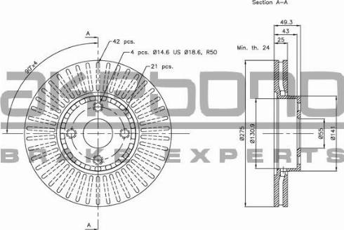 Akebono BN-0871 - Bremžu diski ps1.lv