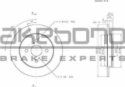 Akebono BN-0345 - Bremžu diski ps1.lv