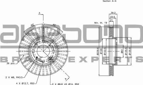 Akebono BN-0311 - Bremžu diski ps1.lv