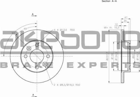 Akebono BN-0256E - Bremžu diski ps1.lv