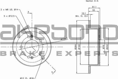 Akebono BN-0287 - Bremžu diski ps1.lv