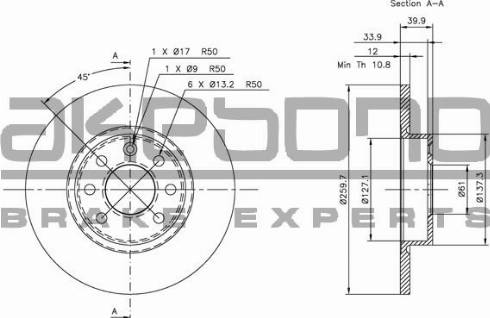 Akebono BN-0770 - Bremžu diski ps1.lv