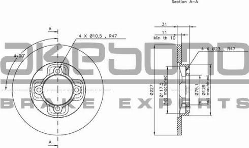 Akebono BN-1302E - Bremžu diski ps1.lv