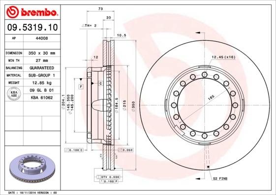 Brembo 09531914 - Bremžu diski ps1.lv