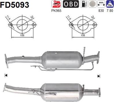 AS FD5093 - Nosēdumu / Daļiņu filtrs, Izplūdes gāzu sistēma ps1.lv