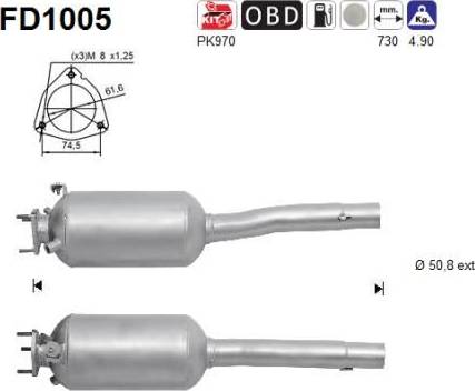 AS-PL FD1005 - Nosēdumu / Daļiņu filtrs, Izplūdes gāzu sistēma ps1.lv