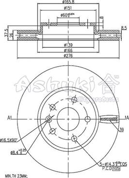 Ashuki 0990-6190 - Bremžu diski ps1.lv