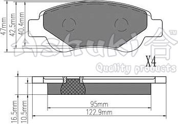 Ashuki 1080-2212 - Bremžu uzliku kompl., Disku bremzes ps1.lv