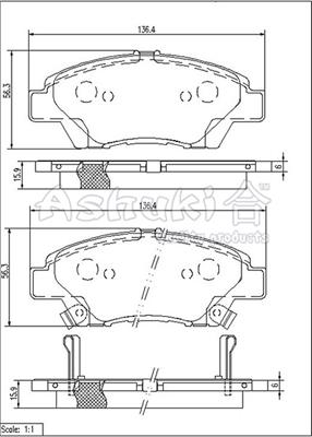 Ashuki H025-62 - Bremžu uzliku kompl., Disku bremzes ps1.lv