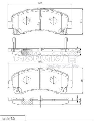 Ashuki IS015-51 - Bremžu uzliku kompl., Disku bremzes ps1.lv