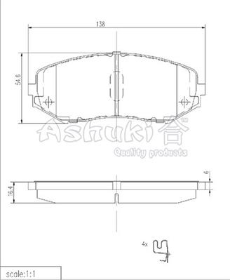 Ashuki K012-14 - Bremžu uzliku kompl., Disku bremzes ps1.lv