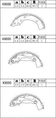 Asimco K9000 - Bremžu loku komplekts ps1.lv