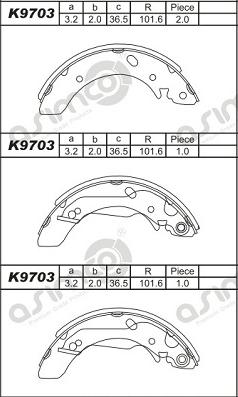 Asimco K9703 - Bremžu loku komplekts ps1.lv