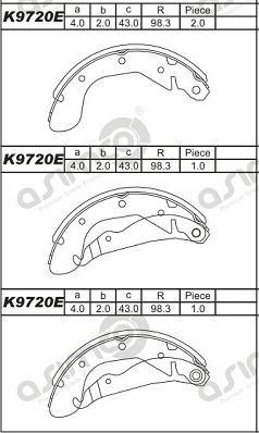 Asimco K9720E - Bremžu loku komplekts ps1.lv