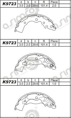 Asimco K9723 - Bremžu loku komplekts ps1.lv