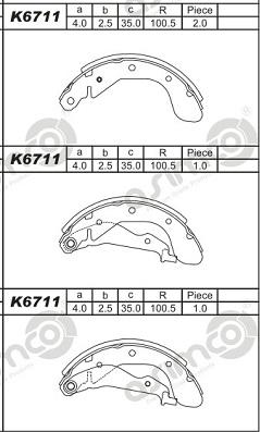 Asimco K6711 - Bremžu loku komplekts ps1.lv