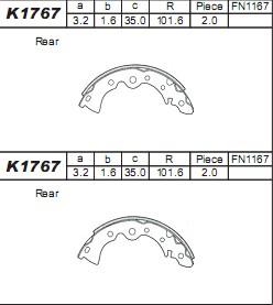 Asimco K1767 - Bremžu loku komplekts ps1.lv