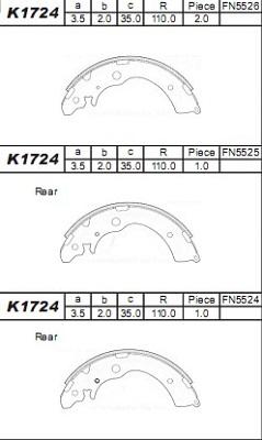 Asimco K1724 - Bremžu loku komplekts ps1.lv