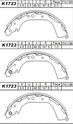 Asimco K1723 - Bremžu loku komplekts ps1.lv