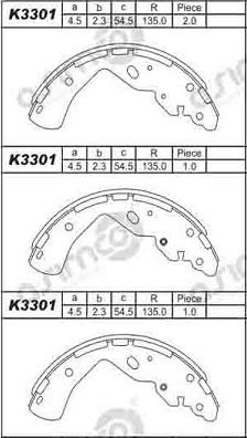 Asimco K3301 - Bremžu loku komplekts ps1.lv